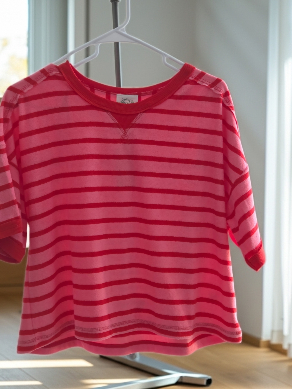 Very J Pink Striped Short Sleeve Crop Top